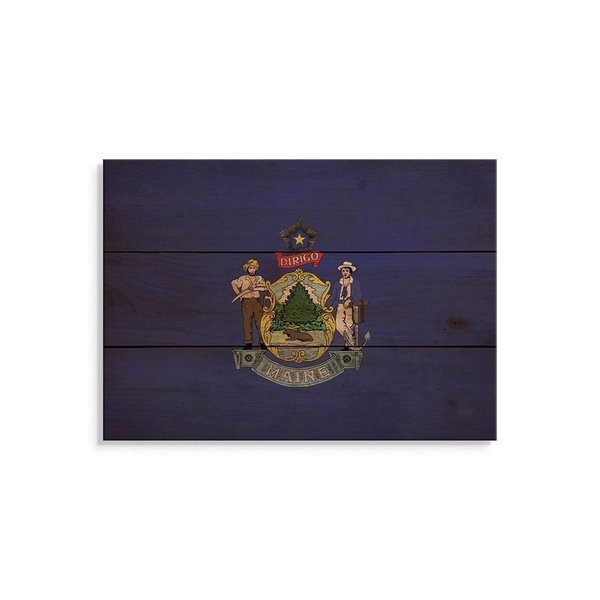 Wile E. Wood 15 x 11 in. Maine State Flag Wood Art FLME-1511